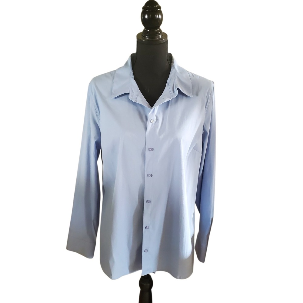 Time and Tru Womens Light Blue Button Down Shirt XL 16-18 Long Sleeve Stretch